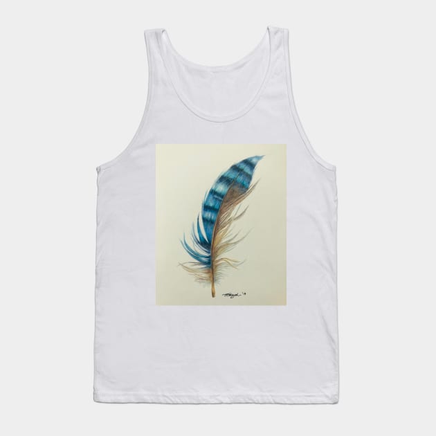 Blue Feather Tank Top by amyliafaizalart